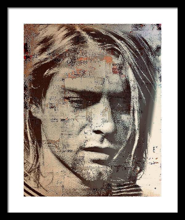 Kurt Cobain Framed Print featuring the digital art Kurt Cobain by Jayime Jean