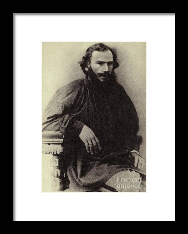 Postcard Framed Print featuring the photograph L N Tolstoi, Moscow, 1868 by Russian Photographer