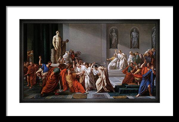 La Morte Di Cesare Framed Print featuring the painting La morte di Cesare or The Assassination of Julius Caesar by Vincenzo Camuccini by Rolando Burbon