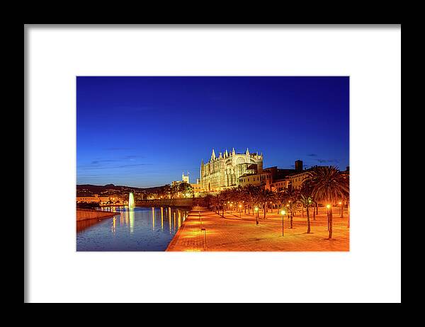 Panoramic Framed Print featuring the photograph La Seu - Cathedral Of Palma De Mallorca by Juergen Sack