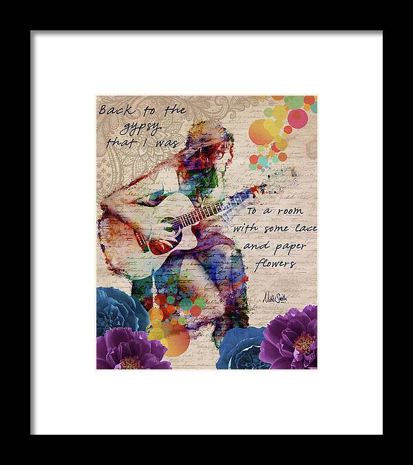 Gypsy Framed Print featuring the digital art Lace and Paper Flowers by Nikki Marie Smith