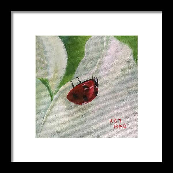 Lady Bug Framed Print featuring the painting Ladybug by Helian Cornwell