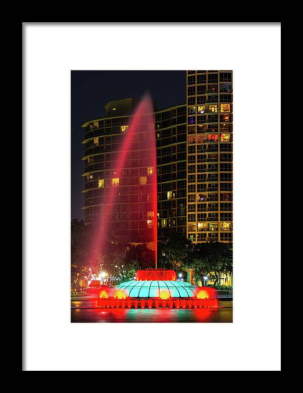 Orlando Framed Print featuring the photograph Lake Eola Fountain Lightshow by Stefan Mazzola