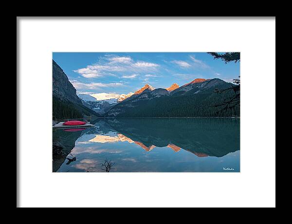 Lake Louise Framed Print featuring the photograph Lake Louise Sunrise by Tim Kathka