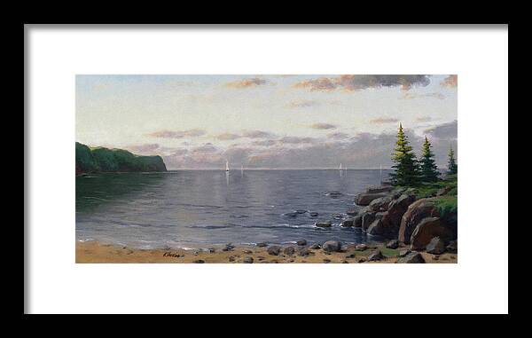 Landscape Framed Print featuring the painting Lake Superior Evening by Rick Hansen