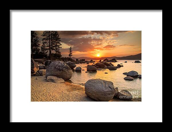 Sunrise Framed Print featuring the photograph Lake Tahoe At Sunset by Topseller