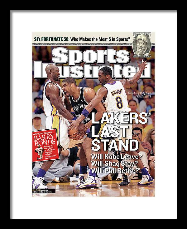 Magazine Cover Framed Print featuring the photograph Lakers Last Stand Will Kobe Leave Whill Shaq Stay Will Phil Sports Illustrated Cover by Sports Illustrated