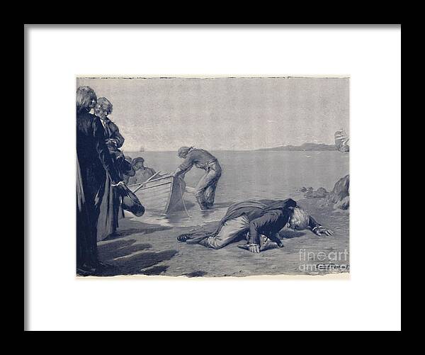 Engraving Framed Print featuring the drawing Landing Of Paoli On Corsican Soil by Print Collector