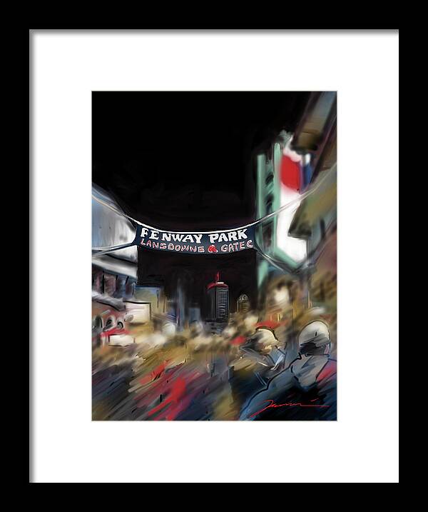 Red Sox Framed Print featuring the painting Lansdowne Street by Jean Pacheco Ravinski