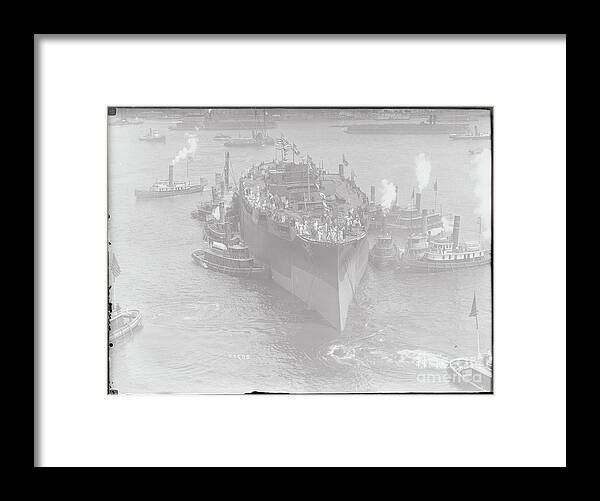 People Framed Print featuring the photograph Large Ship En Route by Bettmann