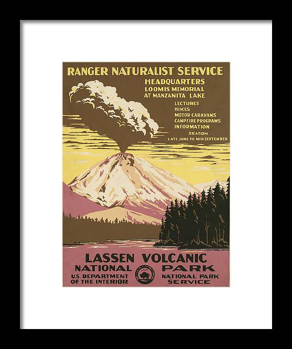 Volcano Framed Print featuring the painting Lassen Volcanic National Park by Don Chester Powell
