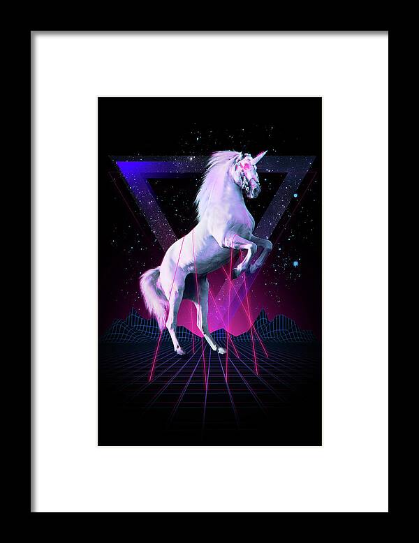 Last Laser Unicorn Tee Framed Print featuring the painting Last Laser Unicorn Tee by Robert Farkas