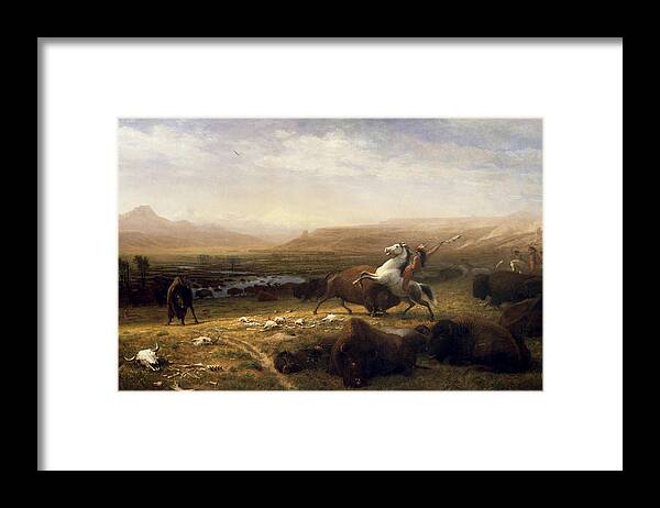 Bufalo Framed Print featuring the painting Last of the Buffalo Hunt by Troy Caperton