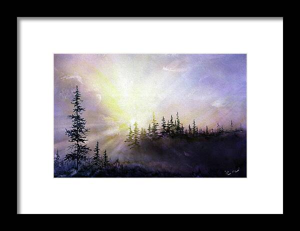 Landscape Framed Print featuring the painting Last Rays by Connie Williams