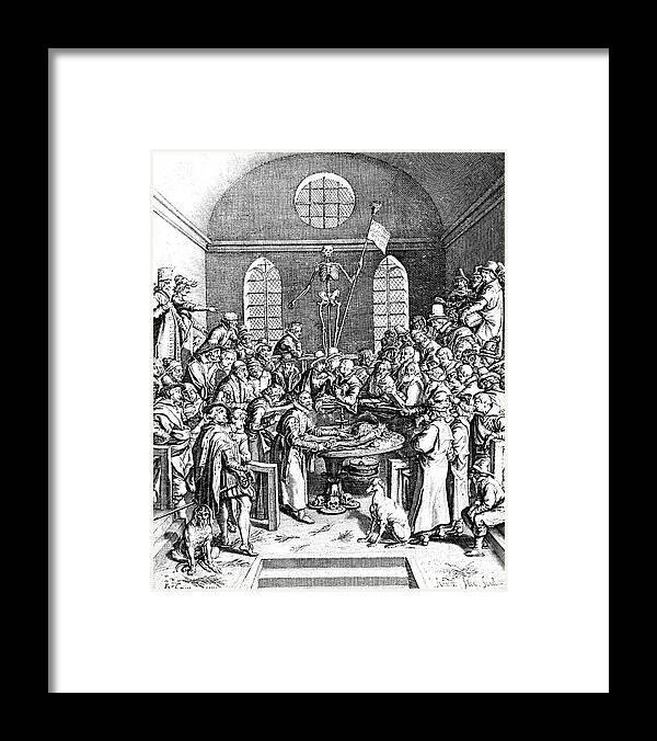 Engraving Framed Print featuring the drawing Late 16th Century Anatomy Theatre by Print Collector