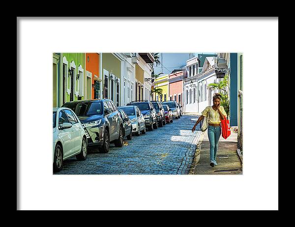 Caribbean Framed Print featuring the photograph Latina In Old San Juan by Sandra Foyt
