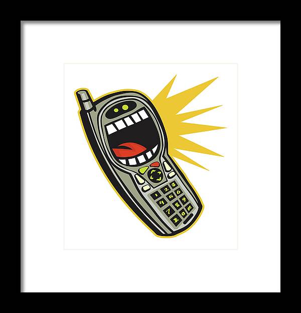 Alert Framed Print featuring the drawing Laughing Phone by CSA Images