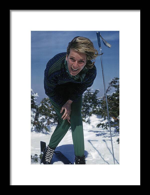 People Framed Print featuring the photograph Laughing Skier by Slim Aarons