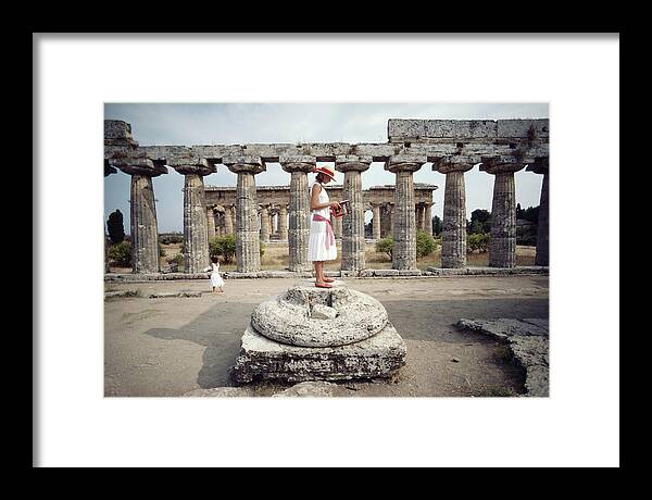 1980-1989 Framed Print featuring the photograph Laura Hawk In Paestum by Slim Aarons