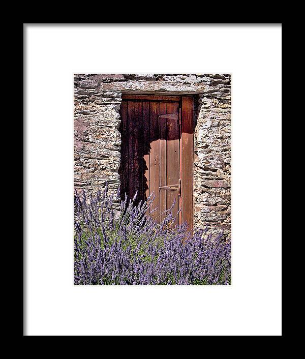 Lavender Framed Print featuring the photograph Lavender Welcomes you to this Abode by Leslie Struxness