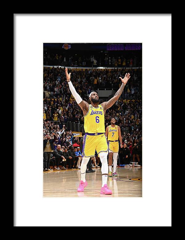 LeBron James Celebrates After Breaking the All-Time Scoring Record Art  Print by Andrew D. Bernstein 