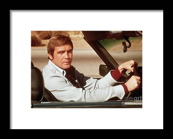 People Framed Print featuring the photograph Lee Majors In Automobile by Bettmann