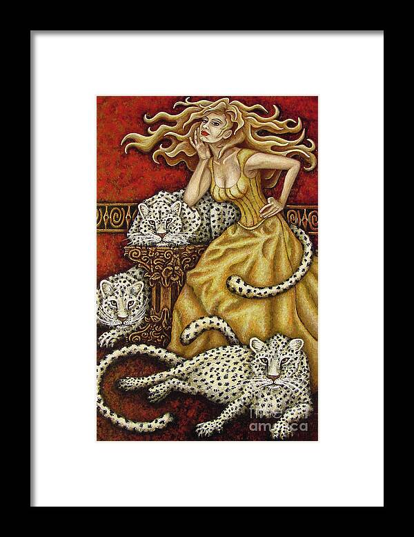 Cat Lady Framed Print featuring the painting Leopard's Lair by Amy E Fraser