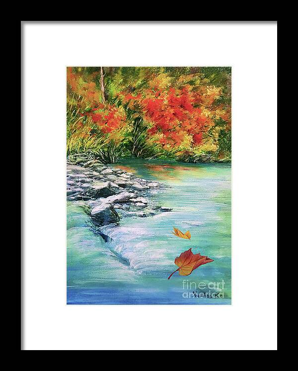 Autumn Framed Print featuring the pastel Let it Go to Clean Your Soul by Yoonhee Ko