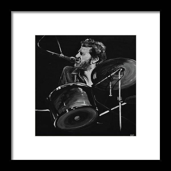 Levon Helm Framed Print featuring the painting Levon Helm at Drums by Melissa O Brien