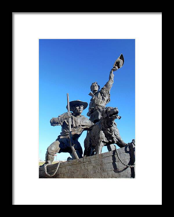 Bronze Framed Print featuring the photograph Lewis and Clark sculpture by Richard Gibb