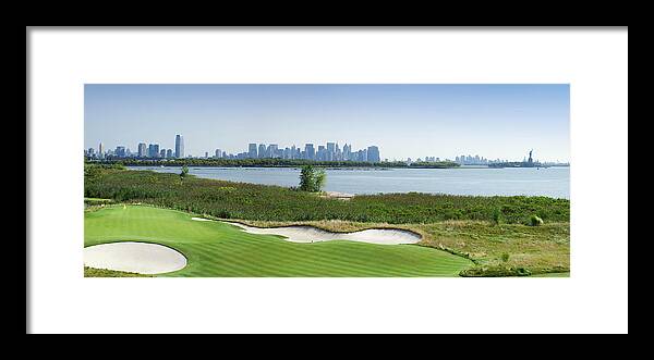 Photography Framed Print featuring the photograph Liberty National Golf Club With Lower by Panoramic Images
