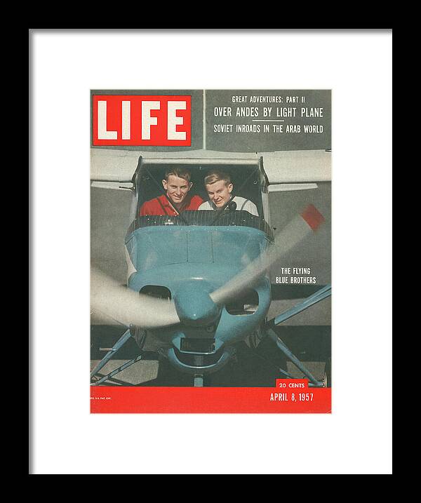 Flying Framed Print featuring the digital art LIFE Cover: April 8, 1957 by Yale Joel