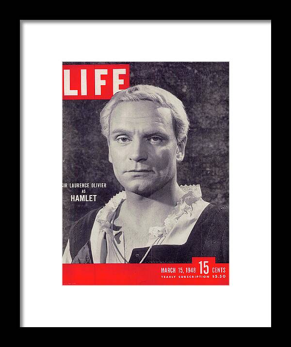 Sir Lawrence Oliver Framed Print featuring the photograph LIFE Cover: March 15, 1948 by N.R. Farbman