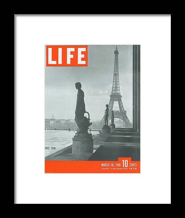 Paris Framed Print featuring the digital art LIFE Cover: March 18, 1946 by Ed Clark