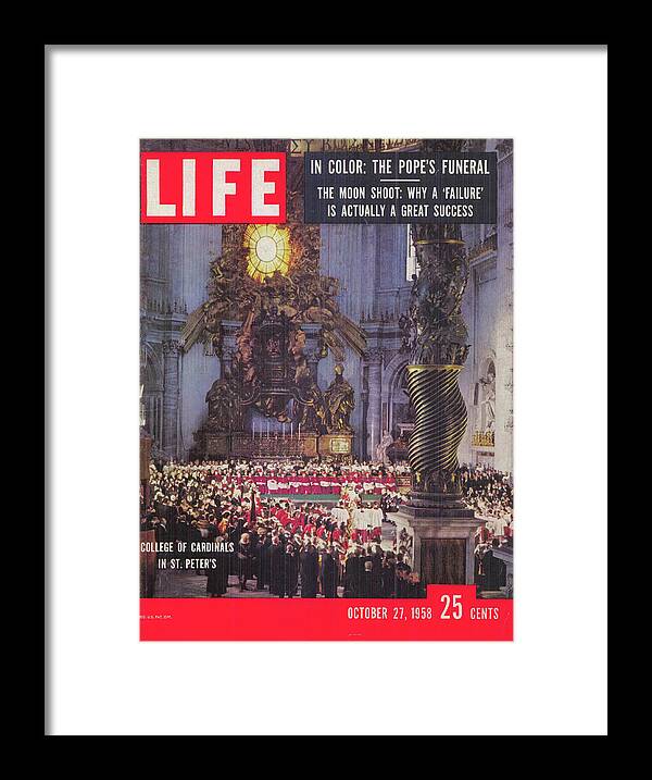 Cardinal - Clergy Framed Print featuring the digital art LIFE Cover: October 27, 1958 by Dmitri Kessel