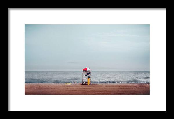 Office Decor Framed Print featuring the photograph Lifeguard Stand by Steve Stanger