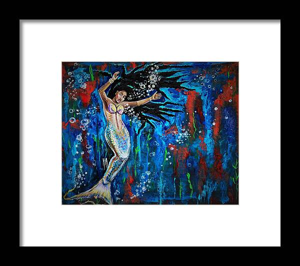 Mermaid Framed Print featuring the painting Lifes Strong Currents by Artist RiA