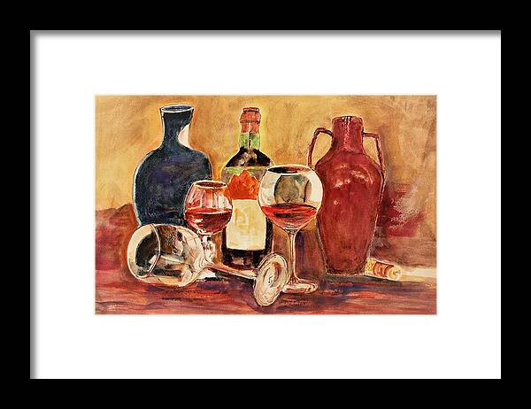 Still Life Framed Print featuring the painting Light on glasses by Khalid Saeed