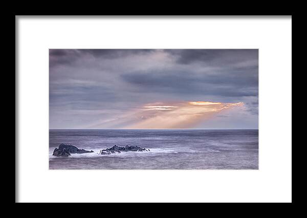Hartland Quay Framed Print featuring the photograph Light on the Rocks by Framing Places