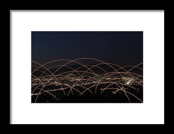 Curve Framed Print featuring the photograph Light Trails Over City by Paul Taylor
