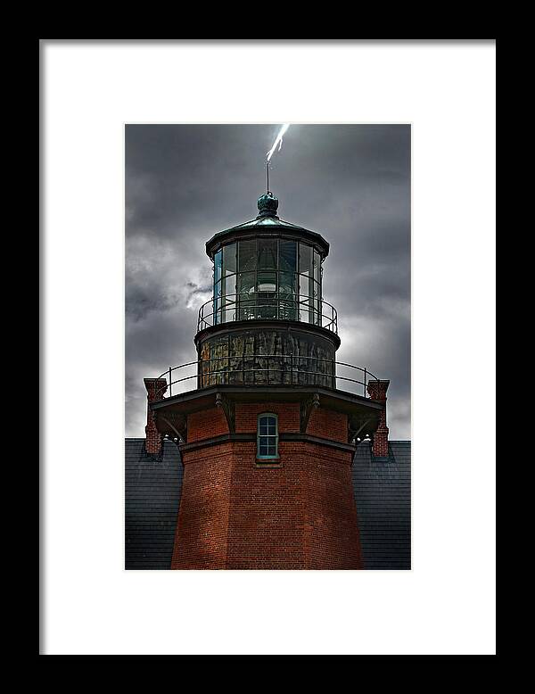 Lighthouse Framed Print featuring the photograph Lighthouse Lightning by Murray Bloom