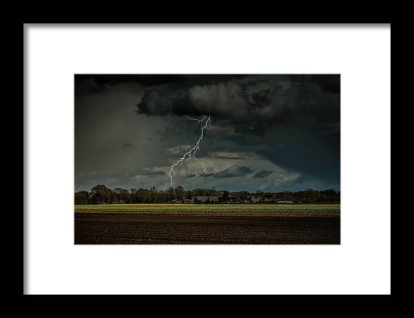 Landscape Framed Print featuring the photograph Lightning by Bernardine De Laat