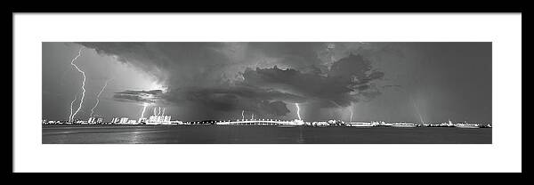 Clouds Framed Print featuring the photograph Lightning Pano by Joe Leone