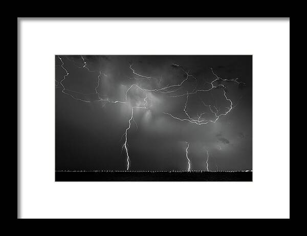 Beach Framed Print featuring the photograph Lightning Strikes by Joe Leone