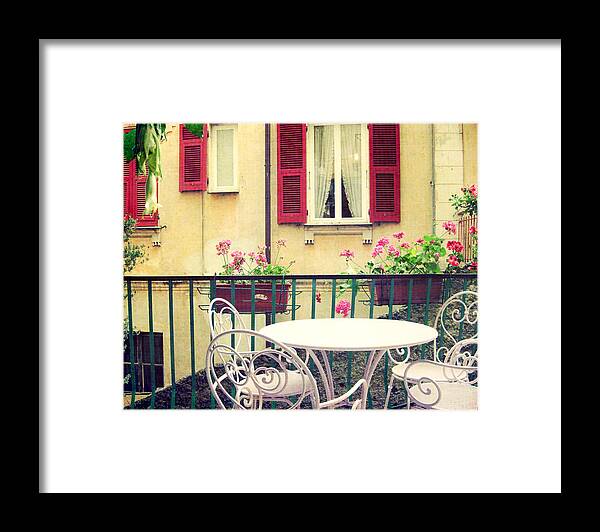 Table And Chairs Framed Print featuring the photograph Lilac Spiral Chairs by Lupen Grainne