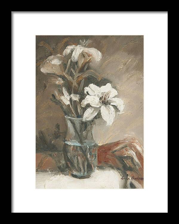 Lilies Framed Print featuring the painting Lilies no. 2 by Linda Anderson