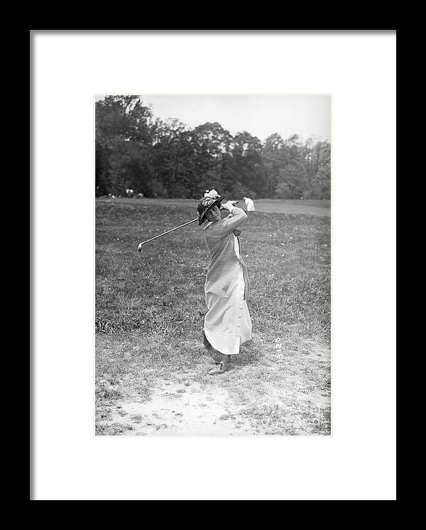 People Framed Print featuring the photograph Lillian Hyde Swings Golf Club by Bettmann