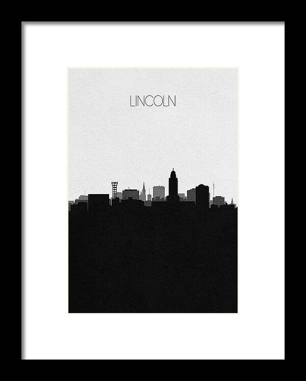 Lincoln Framed Print featuring the digital art Lincoln Cityscape Art by Inspirowl Design