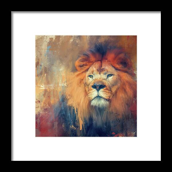 Colorful Framed Print featuring the painting Lion Energy by Jai Johnson