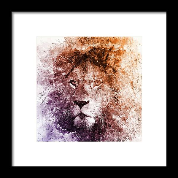 Lion King Framed Print featuring the painting Lion King - 02 by AM FineArtPrints